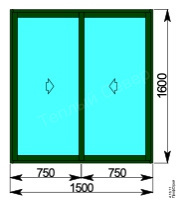 Раздвижное окно 1500 x 1600 мм