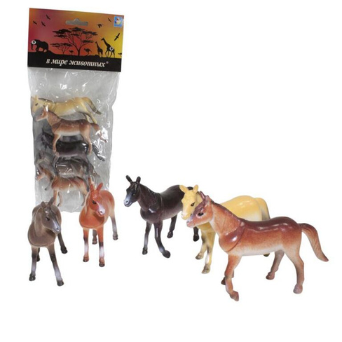 Игровой набор В мире животных Лошади 6 штук, 10 см арт.Т50497 1Toy