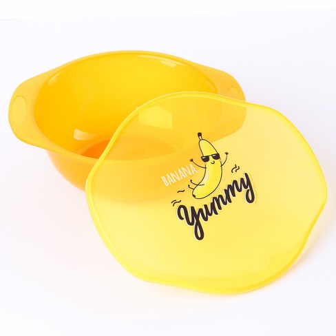 Тарелка для кормления banana yummy, c крышкой, цвет желтый Mum&Baby