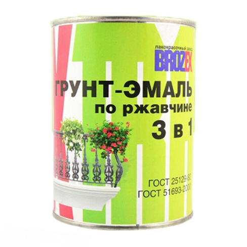 Грунт-эмаль по ржавчине 3 в 1 желтая 1 кг BROZEX ЛКЗ x 1/13/546