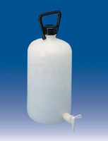 Бутыль с краном (емкость для общелабораторного применения) с завинчивающейся крышкой и ручкой, 20000 мл, ПЭВД, Lamaplast