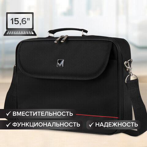Сумка-портфель BRAUBERG с отделением для ноутбука 156 Profi откидная крышка черная 40х30х7 см 240441