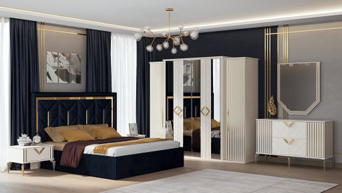 Спальня "Анкара", кровать 1,8 м, шкаф 6 дверный, фрезерованная