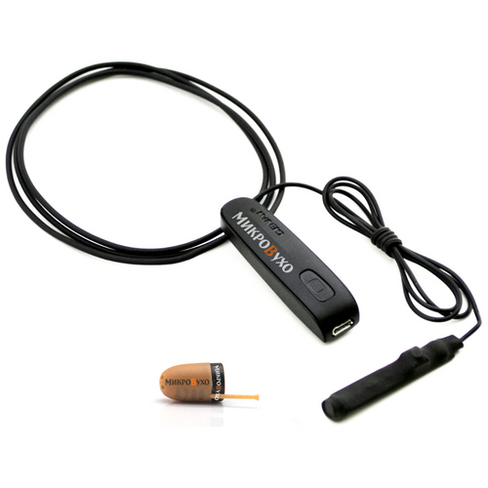 Капсульный микронаушник К2 8 мм и гарнитура Bluetooth Basic с выносным микрофоном, кнопкой подачи сигнала, кнопкой ответ