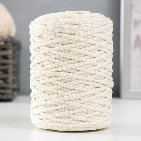 Шнур для вязания без сердечника 70% хлопок, 30% полиэстер ширина 3мм 100м/160±10гр (102) Softino