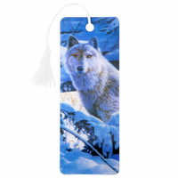 Закладка для книг 3D BRAUBERG объемная Белый волк с декоративным шнурком-завязкой 125752