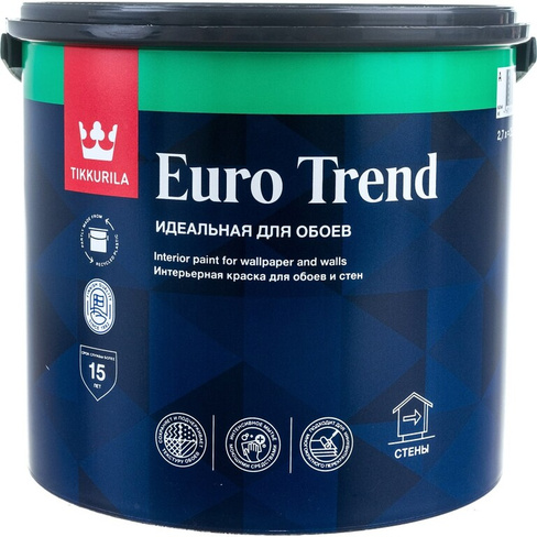 Интерьерная краска для обоев и стен Tikkurila EURO TREND